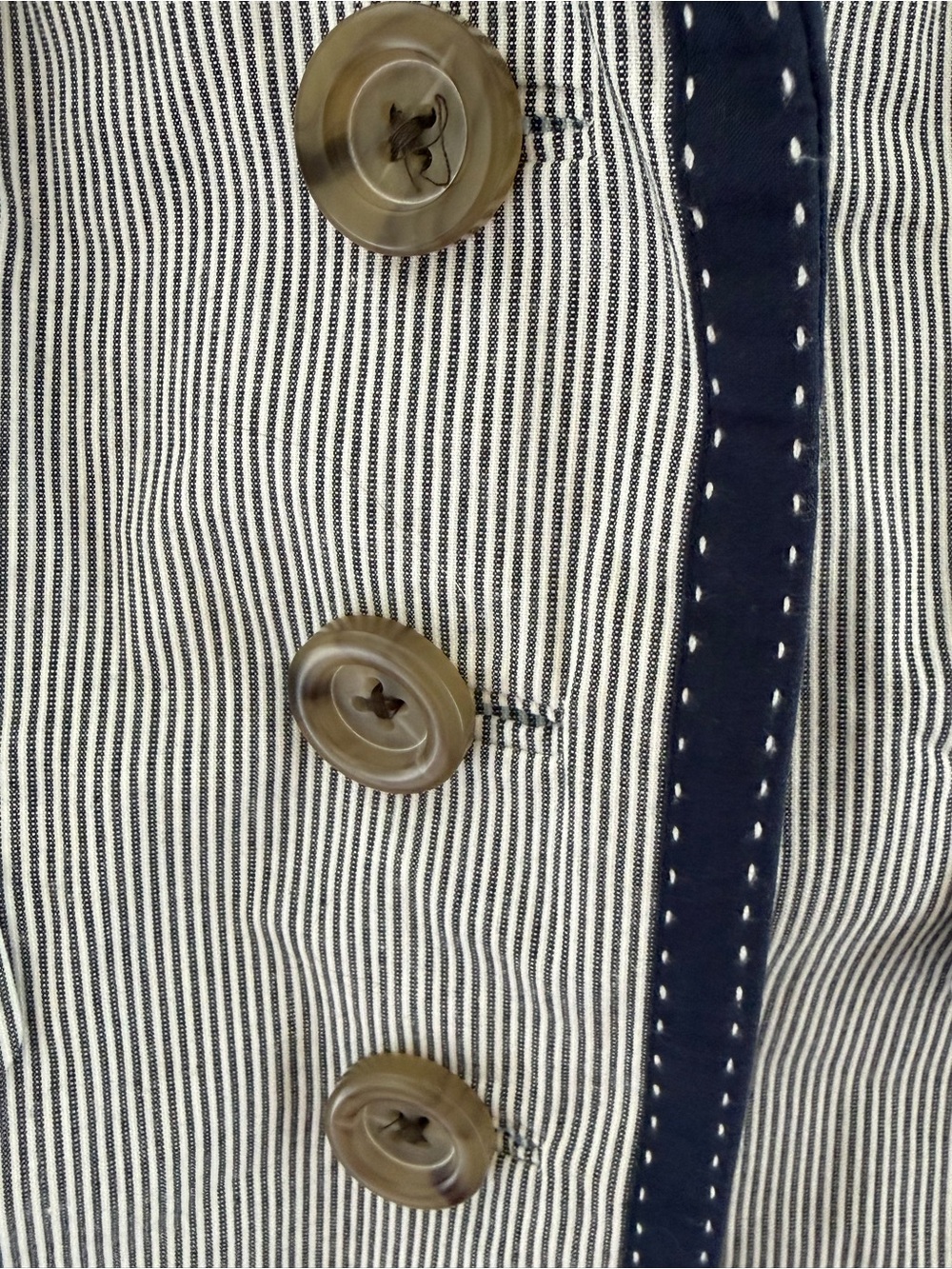 Boden Pinestriped Blue Blazer with Navy Trim, US 8 - Picture 5 of 13